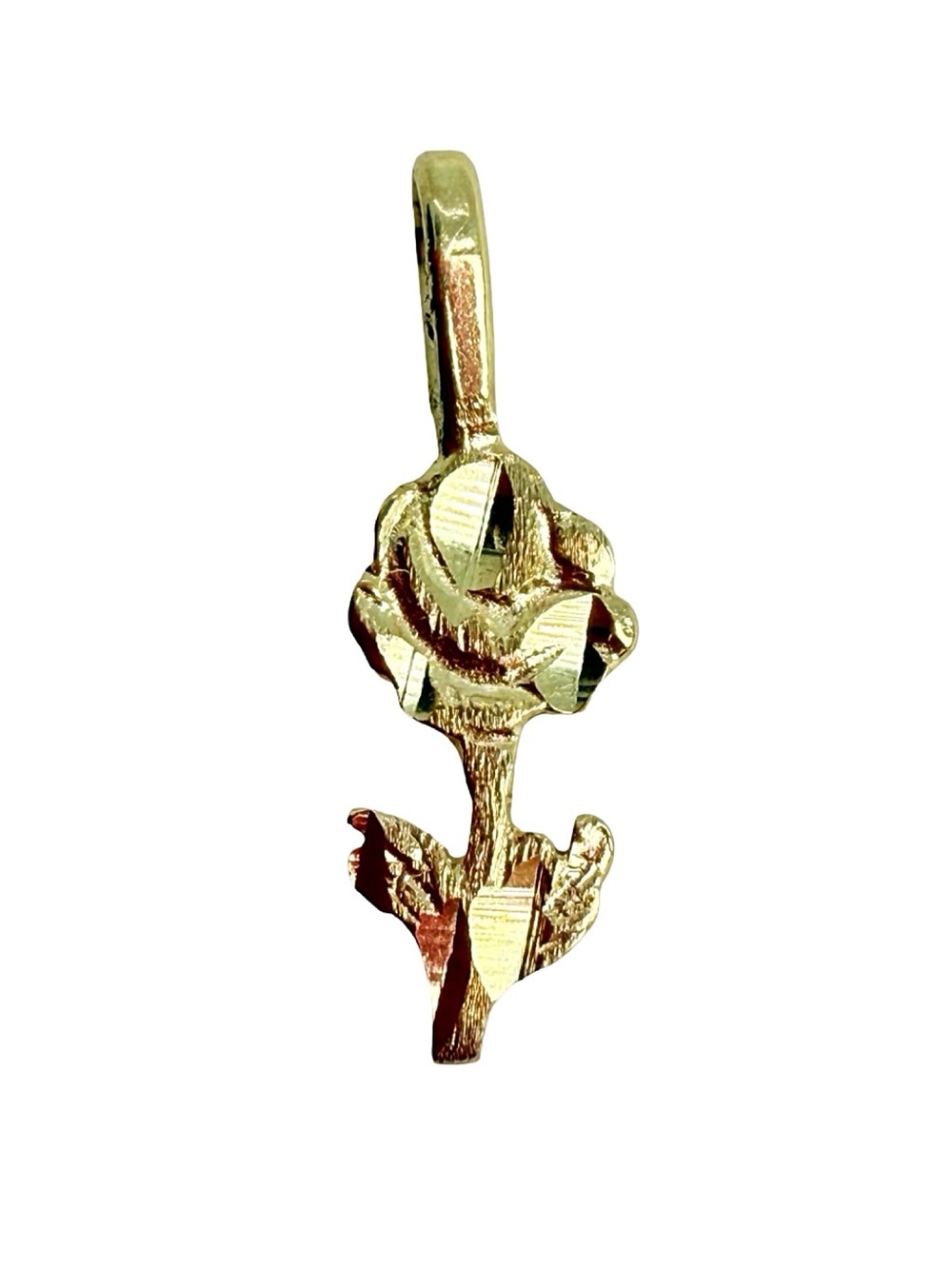 ✨ Solid 14K Gold Rose Pendant Charm Diamond Cut ✨
